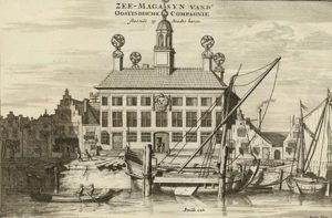 Zeemagazijn Delfshaven (17e eeuwse prent van C. Decker)